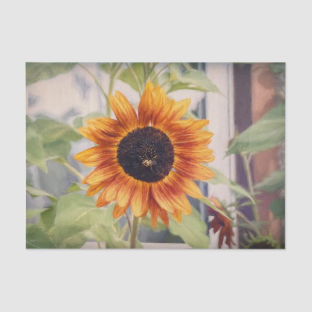 Sunflower Yellow Orange Bee Garden Decoupage Tissue Paper (Front)