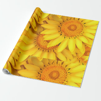 Sunflower yellow orange colour macro close up back wrapping paper