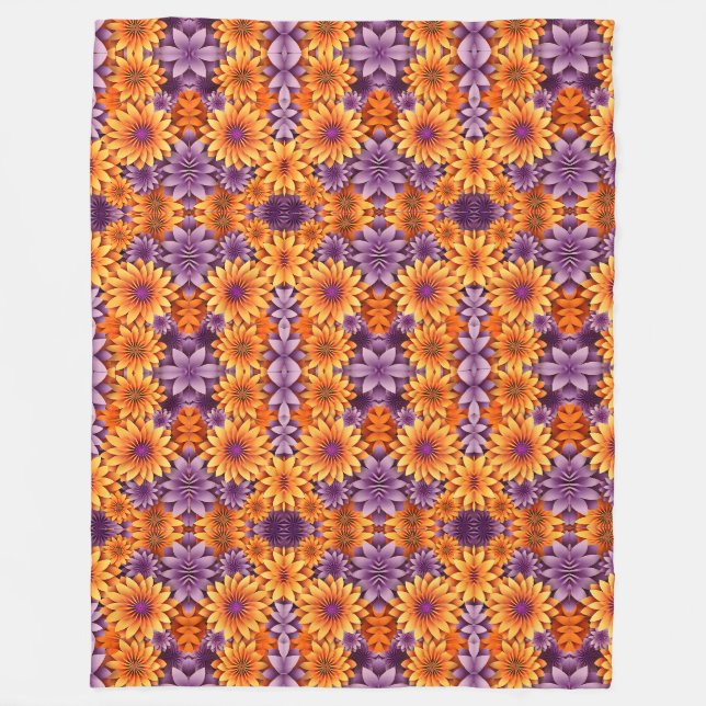 SunFlower Yellow Purple Fleece Blanket (Front)