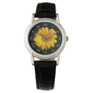 Sunflower Yellow Roman Numbers wacna Watch