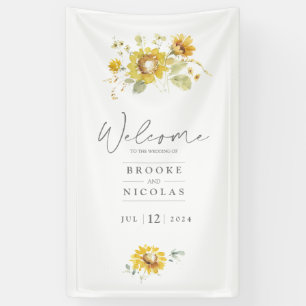 Sunflower Yellow Rustic Wedding Banner