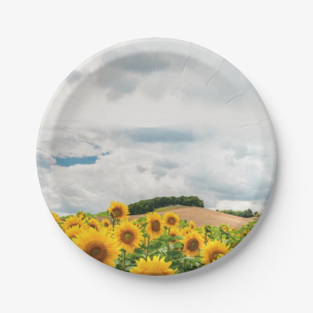 Sunflower Yellow Rustic Wedding Plate (Front)