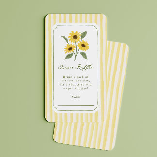 Sunflower & Yellow Stripes Diaper Raffle Ticket Enclosure Card