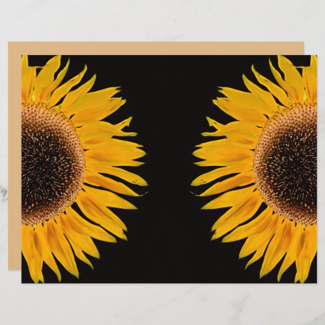 Sunflower Yellow Symmetrical Black Background (Front/Back)