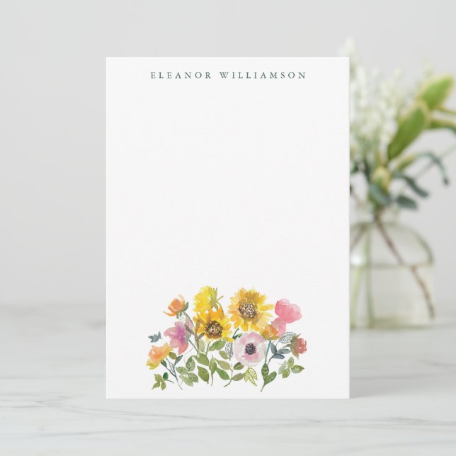 Sunflower Yellow Watercolor Custom Bridal Shower Thank You Card (Standing Front)