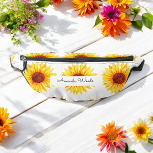 Sunflower Yellow White Floral Bum Bags