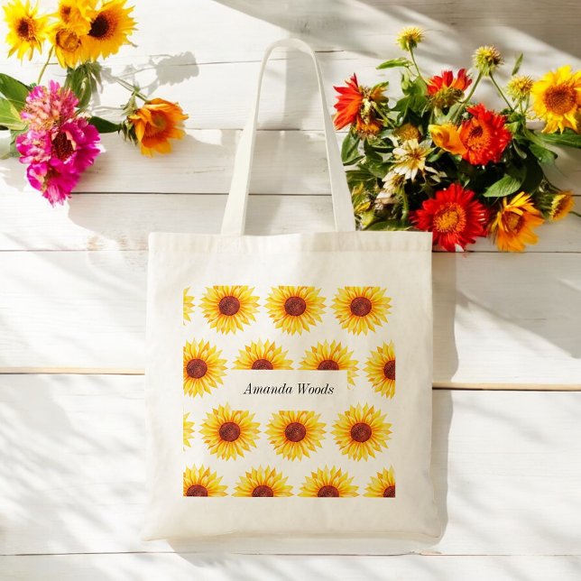 Sunflower Yellow White Floral Tote Bag (Creator Uploaded)