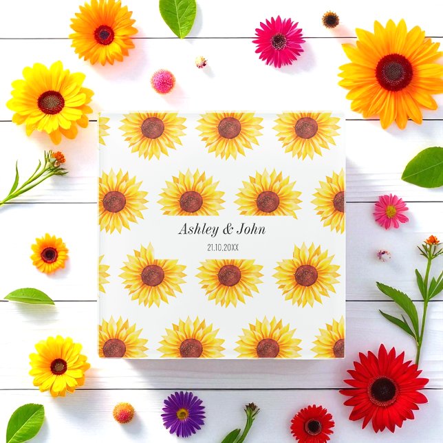 Sunflower Yellow White Wedding Floral  Glass Coaster (Creator Uploaded)