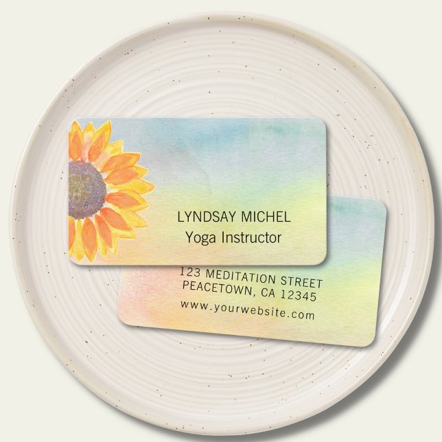 Sunflower Yoga Instructor Business Card (Creator Uploaded)