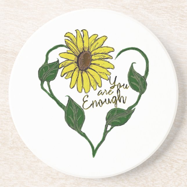Sunflower You are Enough Coaster (Front)