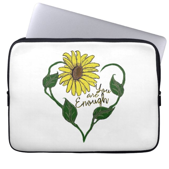 Sunflower You are Enough Laptop Sleeve (Front)