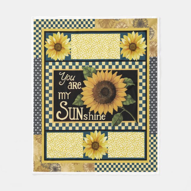 Sunflower You Are My Sunshine Quilt Blanket (Front)