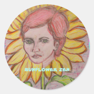 Sunflower Zen Classic Round Sticker