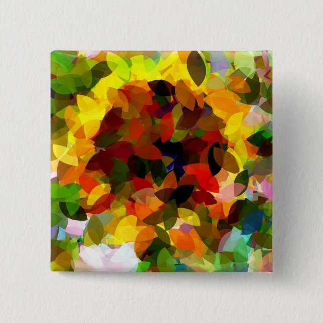 SUNFLOWERS 15 CM SQUARE BADGE (Front)