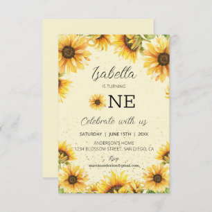 Sunflowers 1st Birthday Invitation