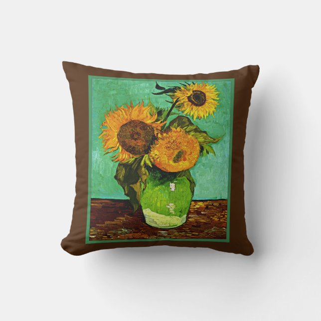 Sunflowers, 3, by Vincent van Gogh  Cushion (Front)