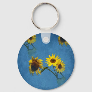 Sunflowers Abstract Key Ring