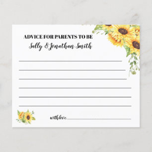 Sunflowers Advice for Mom & Dad Baby Shower card