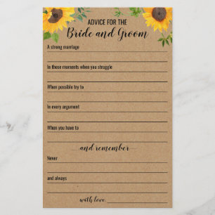 Sunflowers Advice For The Bride And Groom Card
