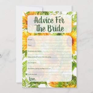 Sunflowers Advice For The Bride Shower Game