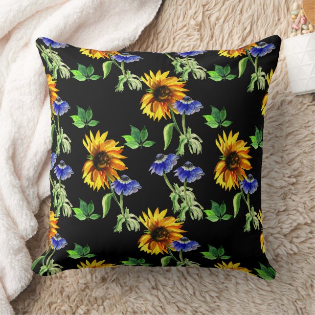 Sunflowers And Anemones Cushion (Blanket)