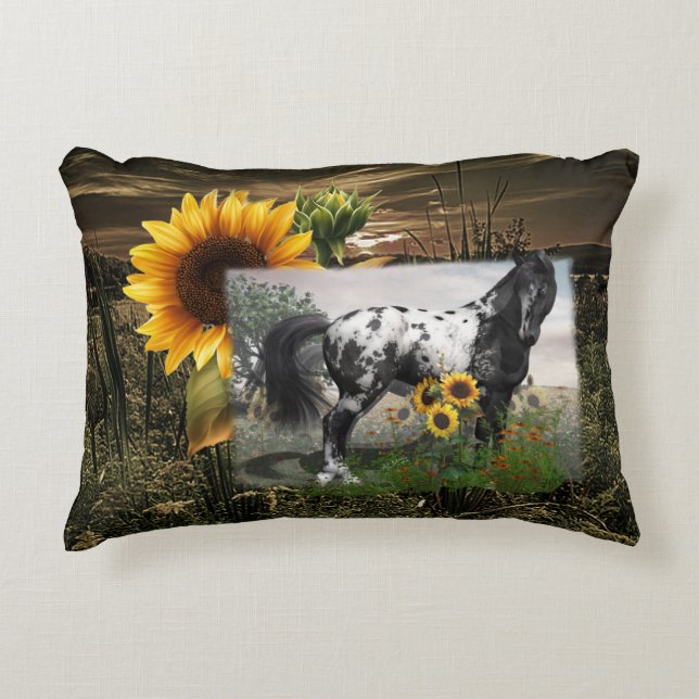Sunflowers and Appaloosa Horse Decorative Cushion (Front)