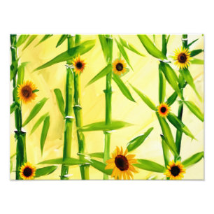 Sunflowers And Bamboo Photo Print