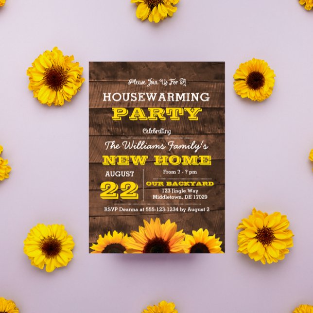 Sunflowers and Barnwood Housewarming Invitation (Creator Uploaded)