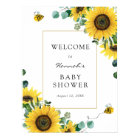 Sunflowers and Bees Baby Shower Welcome Sign