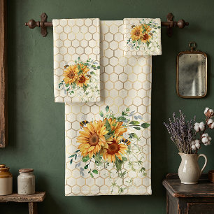 Sunflowers and bees  bath towel set