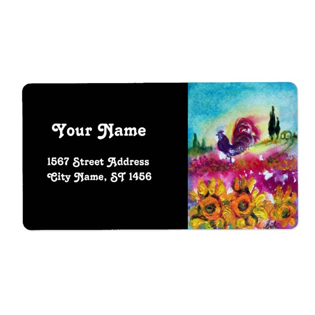 SUNFLOWERS AND BLACK ROOSTER (Front)