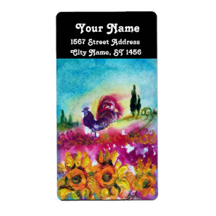 SUNFLOWERS AND BLACK ROOSTER