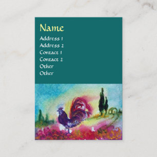 SUNFLOWERS AND BLACK ROOSTER, Blue Green Business Card
