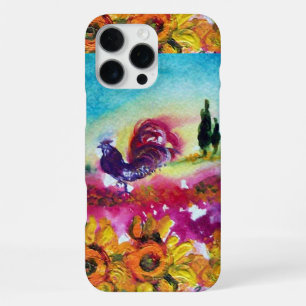 SUNFLOWERS AND BLACK ROOSTER iPhone 16 PRO MAX CASE