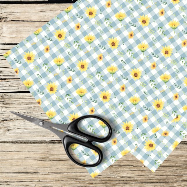 sunflowers and blue gingham tissue paper (Creator Uploaded)