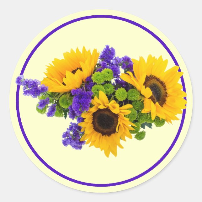 Sunflowers and Blue Statice Sticker (Front)