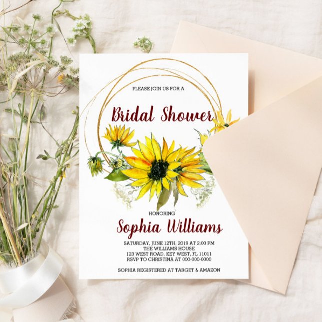 Sunflowers and Boho Greenery Bridal Shower Invitation (Creator Uploaded)