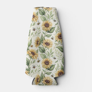 Sunflowers and Bumble Bees Floral Bottle Cooler