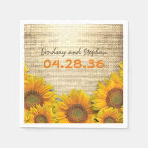Sunflowers and Burlap Rustic Country Wedding Napkin