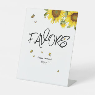 Sunflowers and Butterflies Baby Shower Favours Pedestal Sign