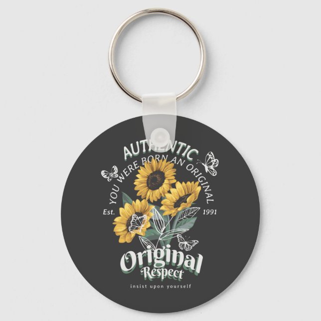 Sunflowers and Butterflies Graphic Key Ring (Front)