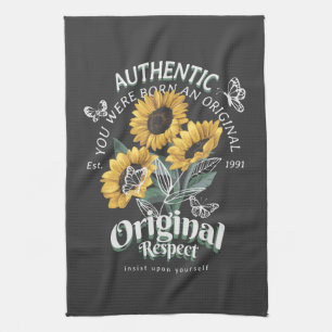 Sunflowers and Butterflies Graphic Tea Towel