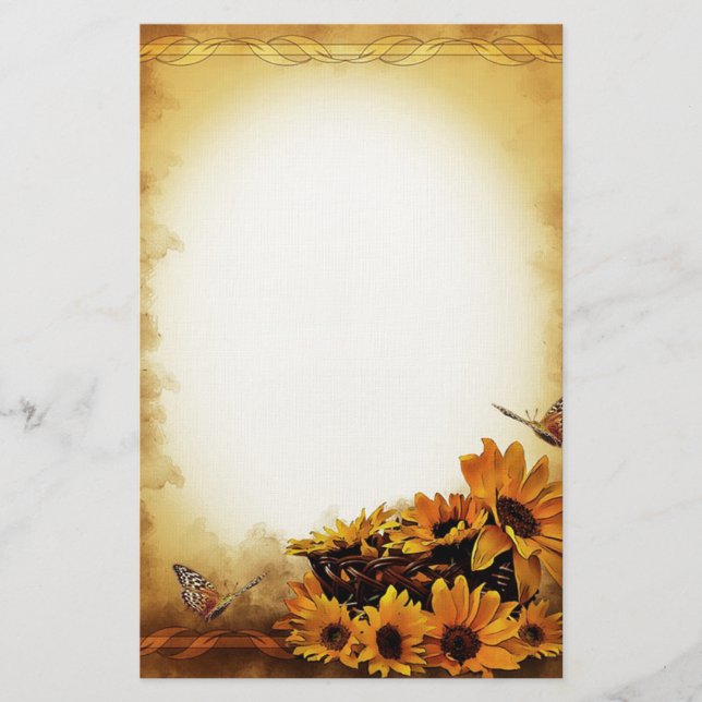 Sunflowers and Butterflies Stationery (Front)