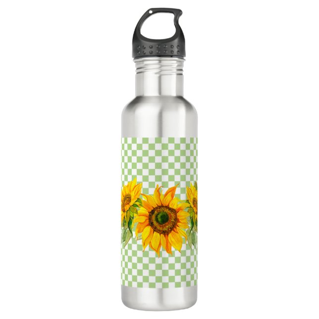 Sunflowers and Chequerboard  710 Ml Water Bottle (Front)
