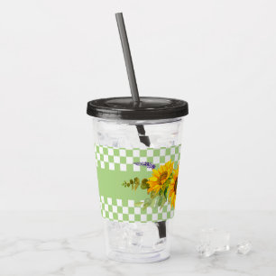 Sunflowers and Chequerboard  Acrylic Tumbler