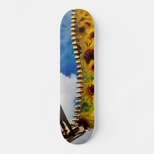 Sunflowers and Clouds with Zipper Skateboard (Front)