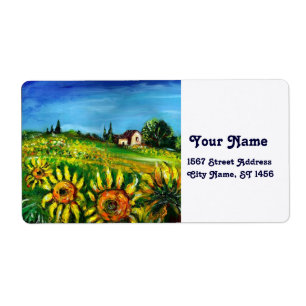 SUNFLOWERS AND COUNTRYSIDE IN TUSCANY