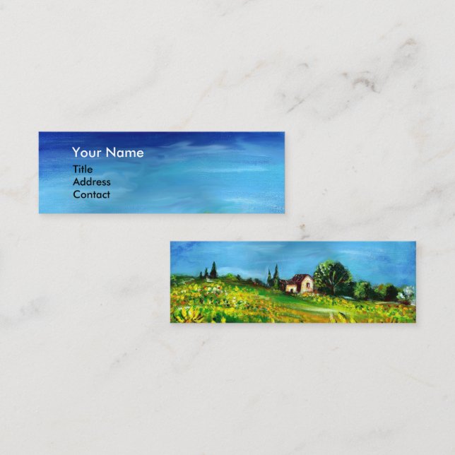 SUNFLOWERS AND COUNTRYSIDE IN TUSCANY / Blue Sky Mini Business Card (Front/Back)