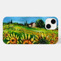 SUNFLOWERS AND COUNTRYSIDE IN TUSCANY