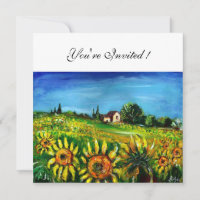 SUNFLOWERS AND COUNTRYSIDE IN TUSCANY,
